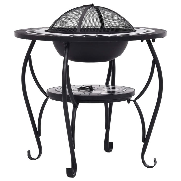 Masă cu vatră de foc, mozaic negru și alb, 68 cm, ceramică - WALTI WALTI