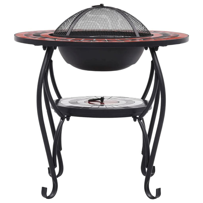 Masă cu vatră de foc, mozaic, cărămiziu și alb, 68 cm, ceramică - WALTI WALTI