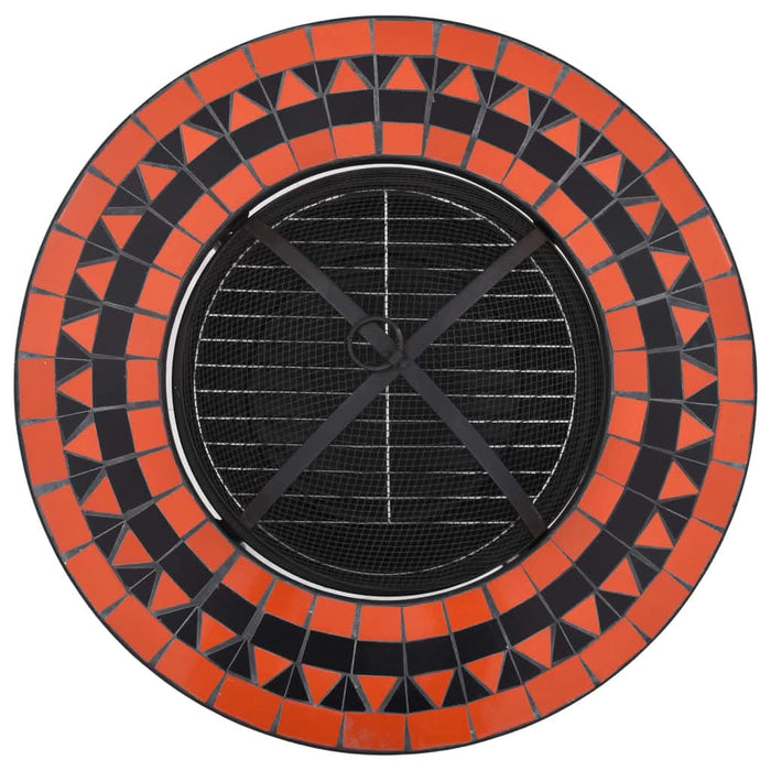 Masă cu vatră de foc, mozaic, cărămiziu și alb, 68 cm, ceramică - WALTI WALTI