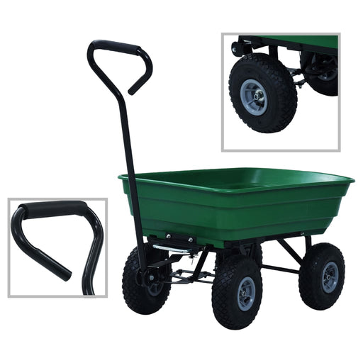 Cărucior manual de grădină basculabil, verde, 300 kg, 75 L - WALTI WALTI