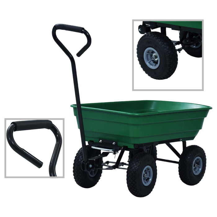 Cărucior manual de grădină basculabil, verde, 300 kg, 75 L - WALTI WALTI