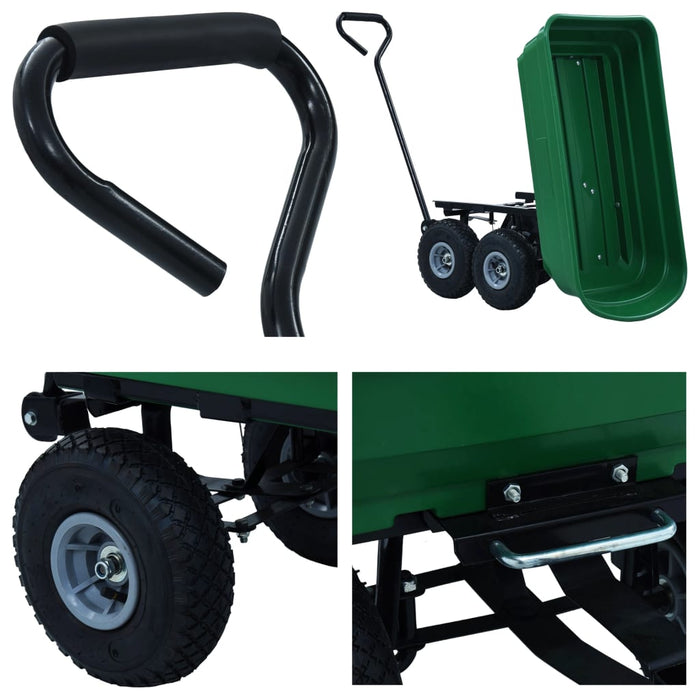 Cărucior manual de grădină basculabil, verde, 300 kg, 75 L - WALTI WALTI