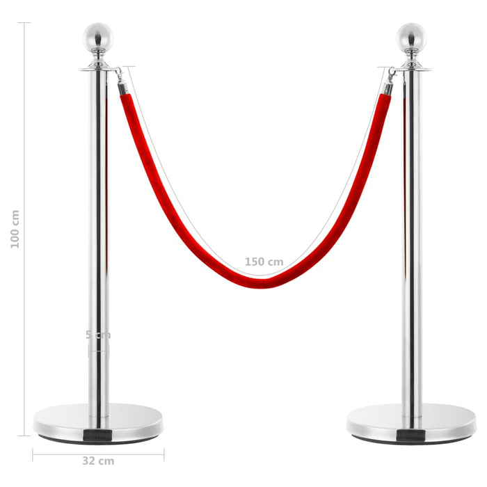 Set VIP stil barieră, 3 piese, argintiu, oțel inoxidabil - WALTI WALTI