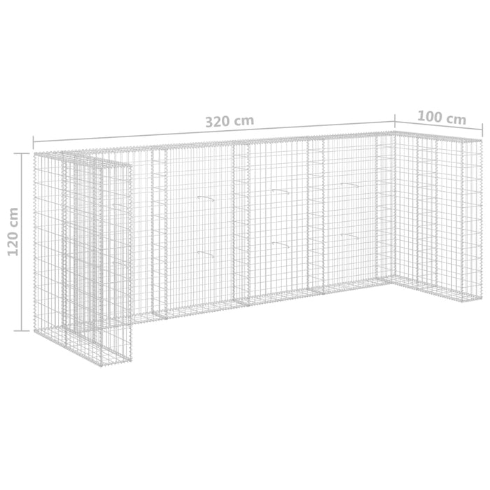 Perete gabion pentru pubele, 320x100x120 cm, oțel galvanizat - WALTI WALTI