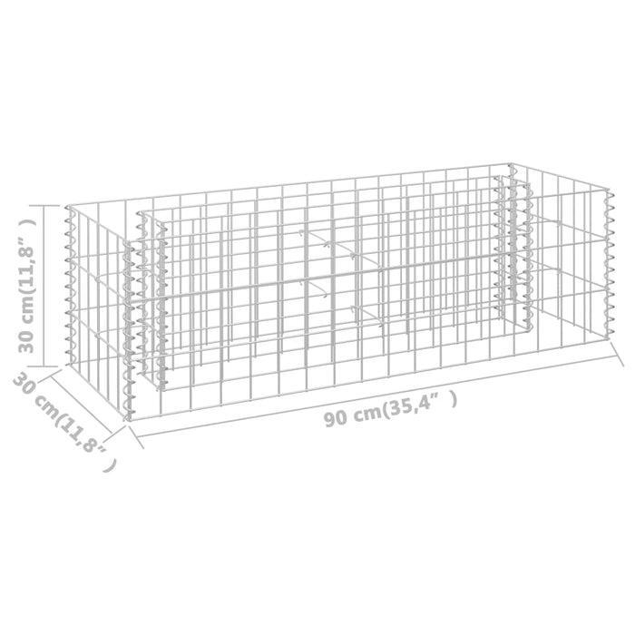 Strat înălțat gabion, 90 x 30 x 30 cm, oțel galvanizat - WALTI WALTI