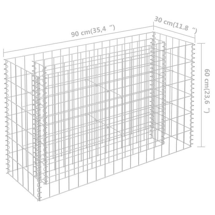 Strat înălțat gabion, 90 x 30 x 60 cm, oțel galvanizat - WALTI WALTI