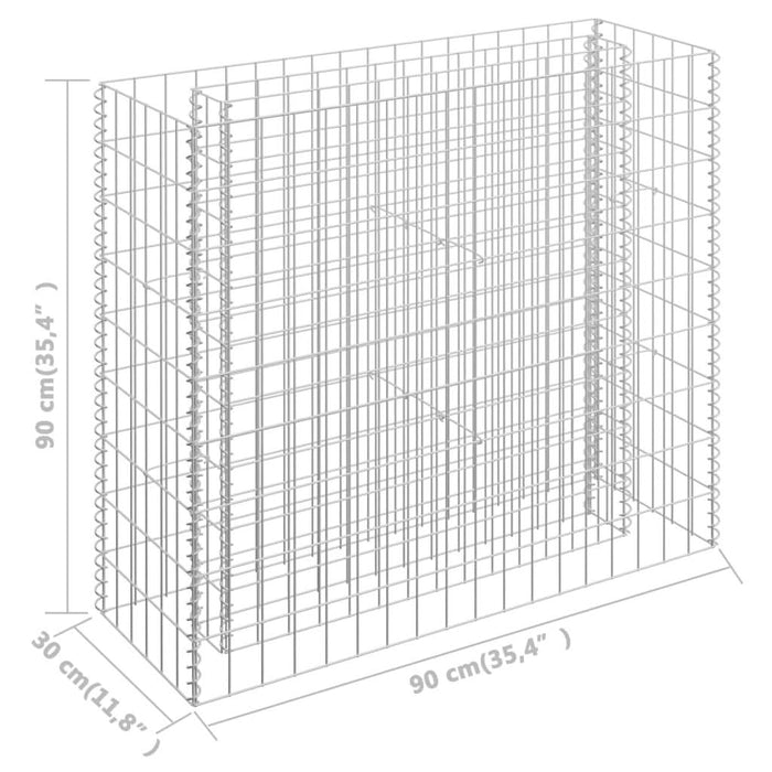 Strat înălțat gabion, 90 x 30 x 90 cm, oțel galvanizat - WALTI WALTI