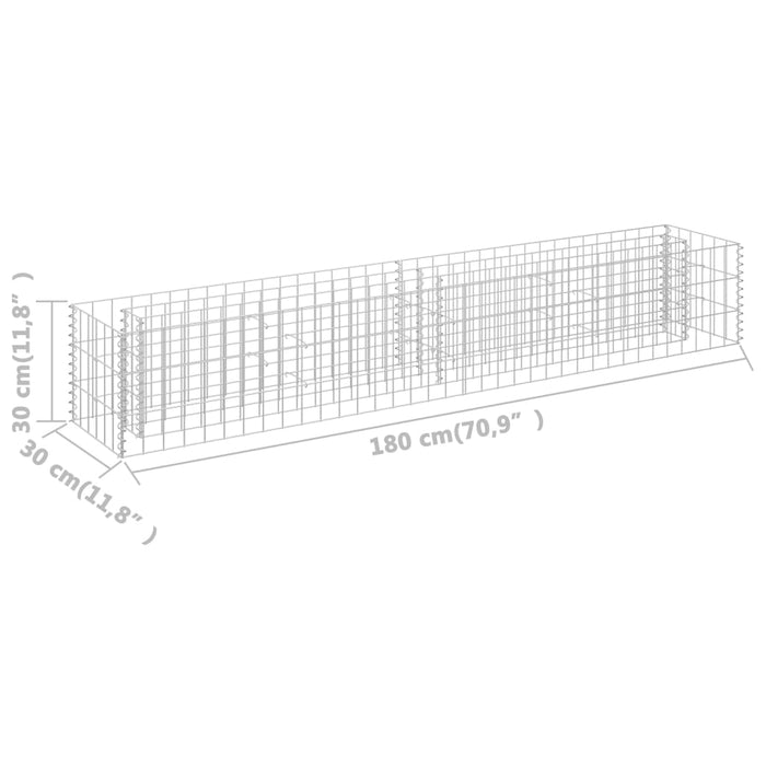 Strat înălțat gabion, 180 x 30 x 30 cm, oțel galvanizat - WALTI WALTI