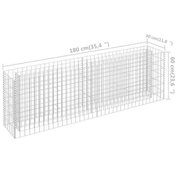 Strat înălțat gabion, 180 x 30 x 60 cm, oțel galvanizat - WALTI WALTI