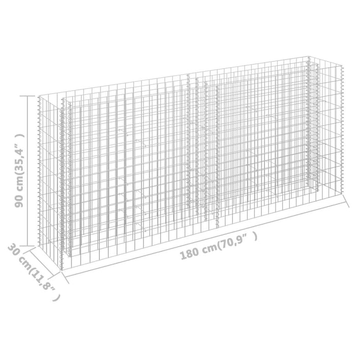 Strat înălțat gabion, 180 x 30 x 90 cm, oțel galvanizat - WALTI WALTI