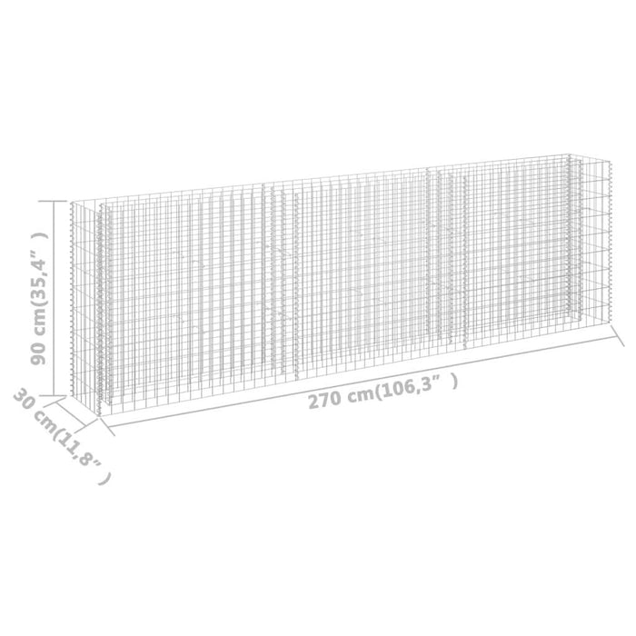 Strat înălțat gabion, 270 x 30 x 90 cm, oțel galvanizat - WALTI WALTI