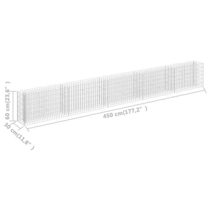 Strat înălțat gabion, 450 x 30 x 60 cm, oțel inoxidabil - WALTI WALTI