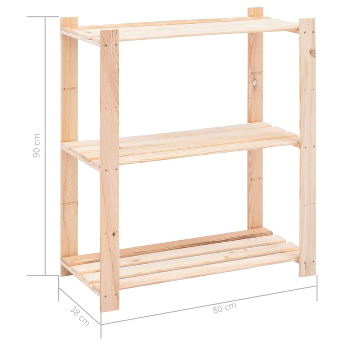 Raft depozitare 3 niveluri, 80x38x90cm, lemn masiv pin, 150kg - WALTI WALTI