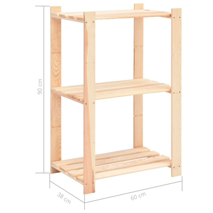 Raft depozitare 3 niveluri, 60x38x90 cm lemn masiv pin, 150 kg - WALTI WALTI