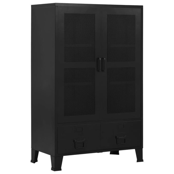 Dulap birou cu uși de plasă negru 75x40x120 cm oțel industrial - WALTI WALTI