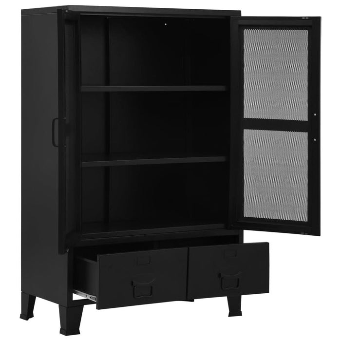 Dulap birou cu uși de plasă negru 75x40x120 cm oțel industrial - WALTI WALTI