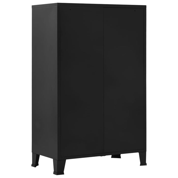 Dulap birou cu uși de plasă negru 75x40x120 cm oțel industrial - WALTI WALTI