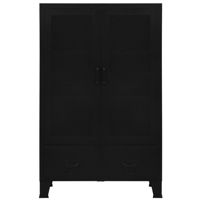 Dulap birou cu uși de plasă negru 75x40x120 cm oțel industrial - WALTI WALTI