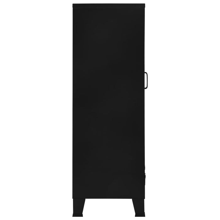 Dulap birou cu uși de plasă negru 75x40x120 cm oțel industrial - WALTI WALTI