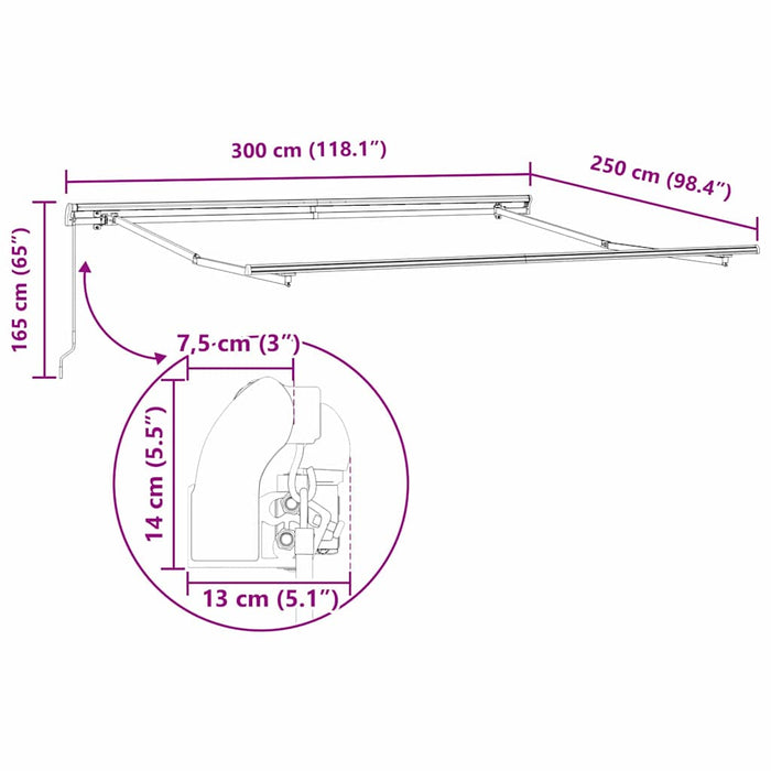 Cadru de copertină Manual Antracit 3 x 2,5 m Aluminiu WALTI