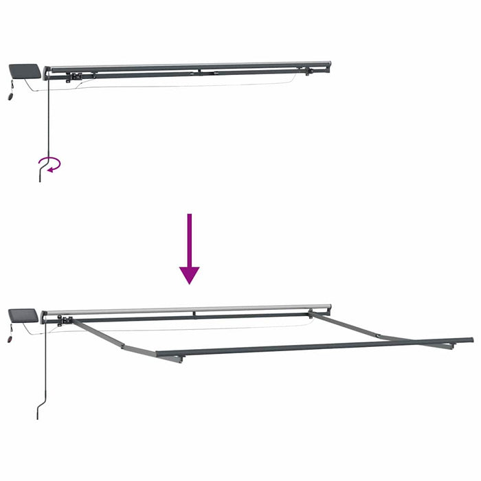 Cadru de copertină cu Manual Antracit 3 x 2,5 m Aluminiu WALTI