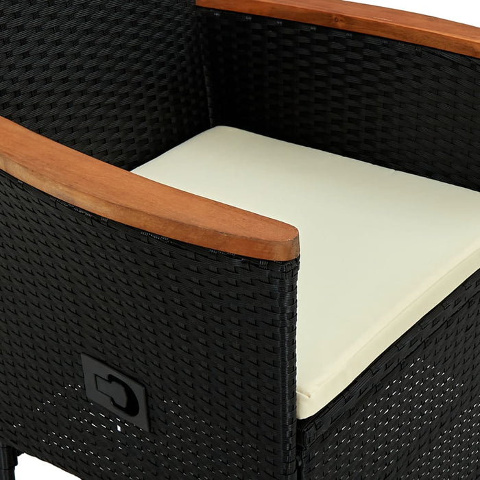 Set mobilier de exterior 7 piese negru poliratan lemn de acacia - WALTI WALTI