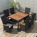Set mobilier de exterior 7 piese negru poliratan lemn de acacia - WALTI WALTI