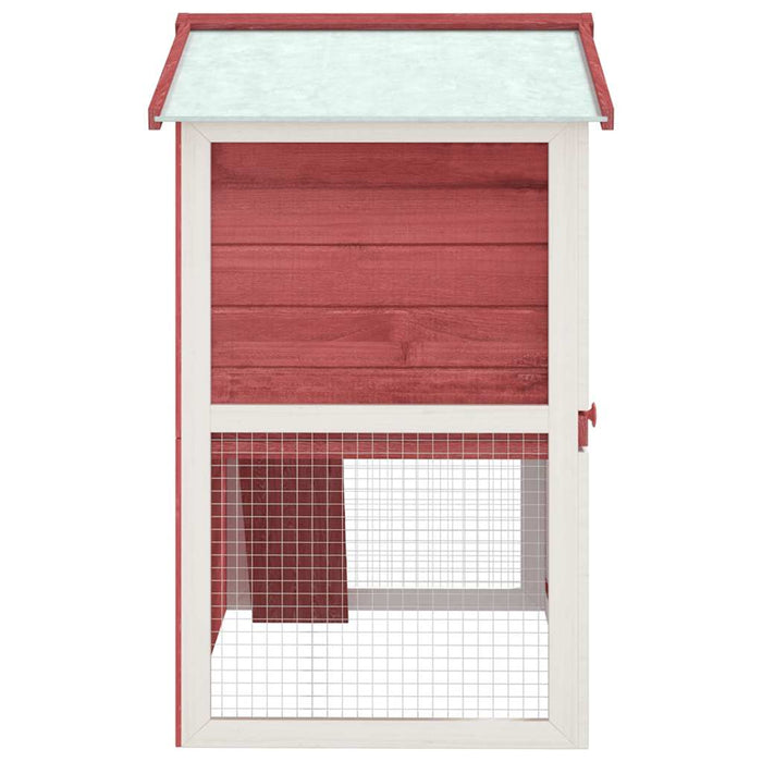 Cușcă de iepuri pentru exterior, 3 uși, roșu, lemn - WALTI WALTI