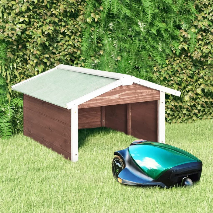 Garaj mașină tuns iarba robot cafeniu&alb 72x87x50 cm lemn brad - WALTI WALTI
