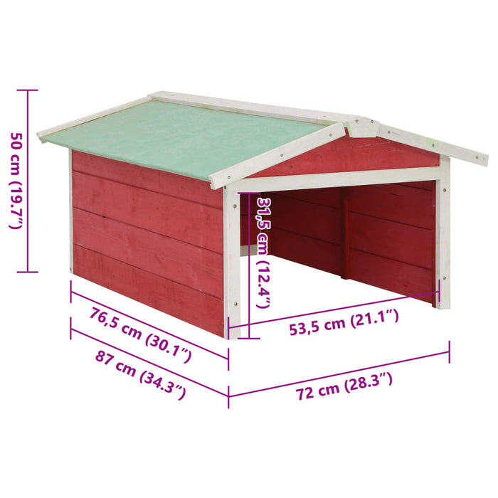 Garaj mașină de tuns iarba robot roșu&alb 72x87x50 cm lemn brad - WALTI WALTI