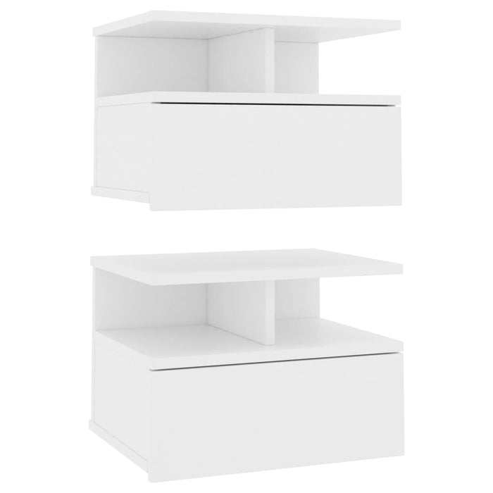 Noptiere suspendate, 2 buc., alb, 40x31x27 cm, lemn prelucrat - WALTI WALTI