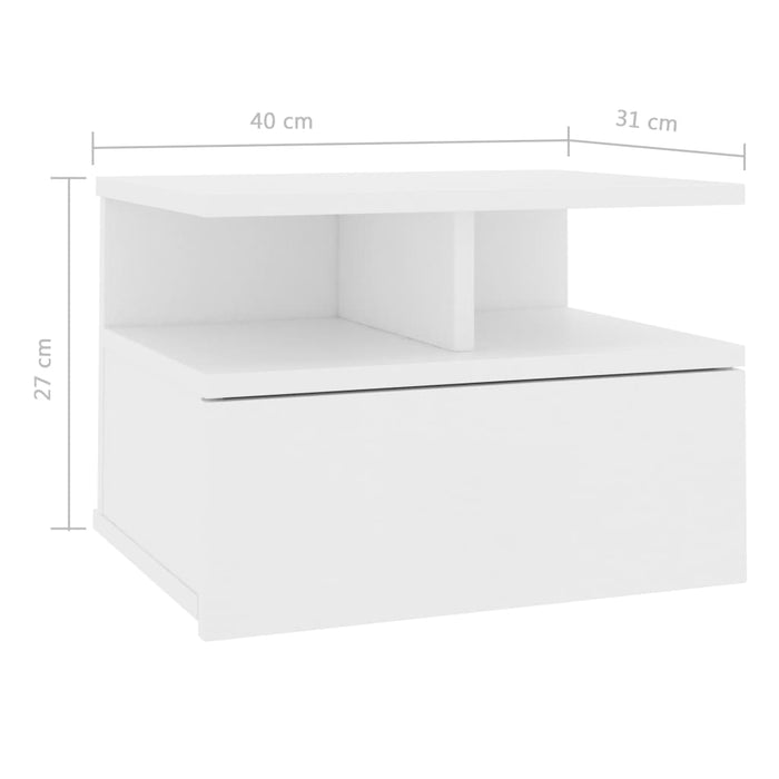 Noptiere suspendate, 2 buc., alb, 40x31x27 cm, lemn prelucrat - WALTI WALTI
