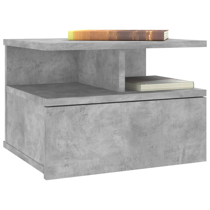 Noptieră suspendată, gri beton, 40x31x27 cm, lemn prelucrat - WALTI WALTI