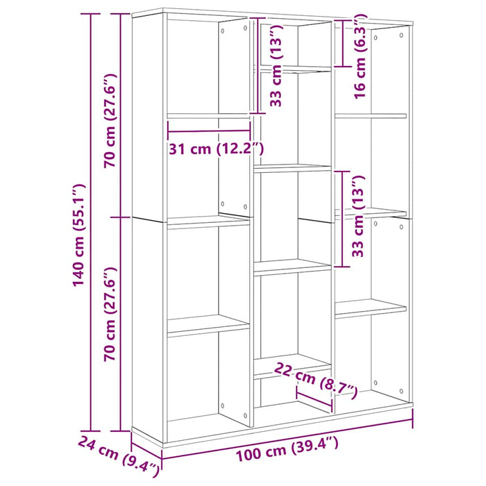Separator cameră/Bibliotecă, alb, 100x24x140 cm, lemn prelucrat - WALTI WALTI
