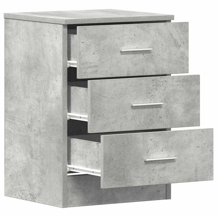 Noptieră, gri beton, 38x35x56 cm, lemn prelucrat - WALTI WALTI