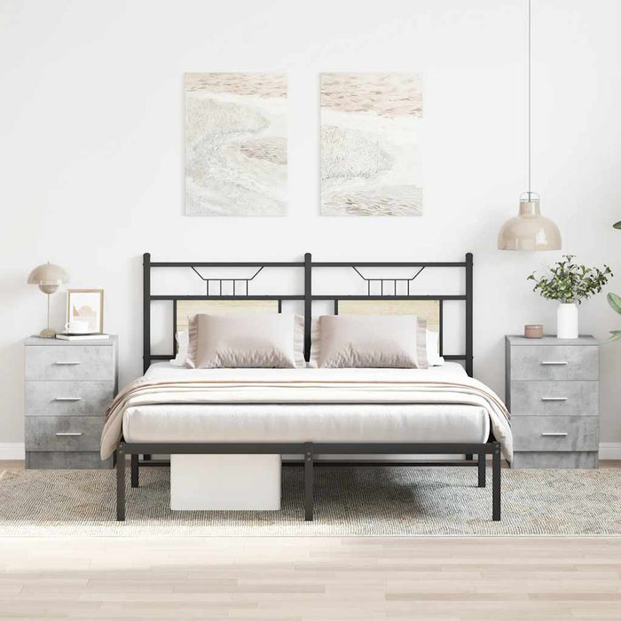 Noptiere, 2 buc., gri beton, 38x35x56 cm, lemn prelucrat - WALTI WALTI