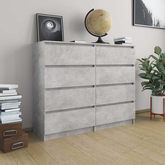 Dulap cu sertare, gri beton, 120 x 35 x 99 cm, lemn prelucrat WALTI