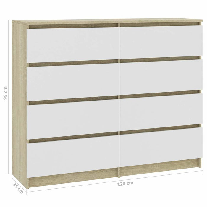Dulap sertare, alb stejar Sonoma, 120x35x99 cm, lemn prelucrat WALTI
