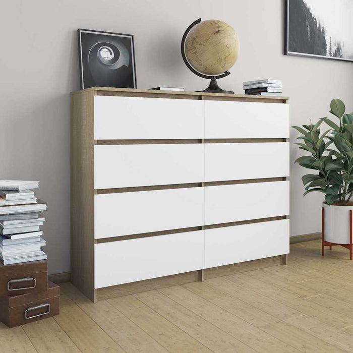 Dulap sertare, alb stejar Sonoma, 120x35x99 cm, lemn prelucrat WALTI