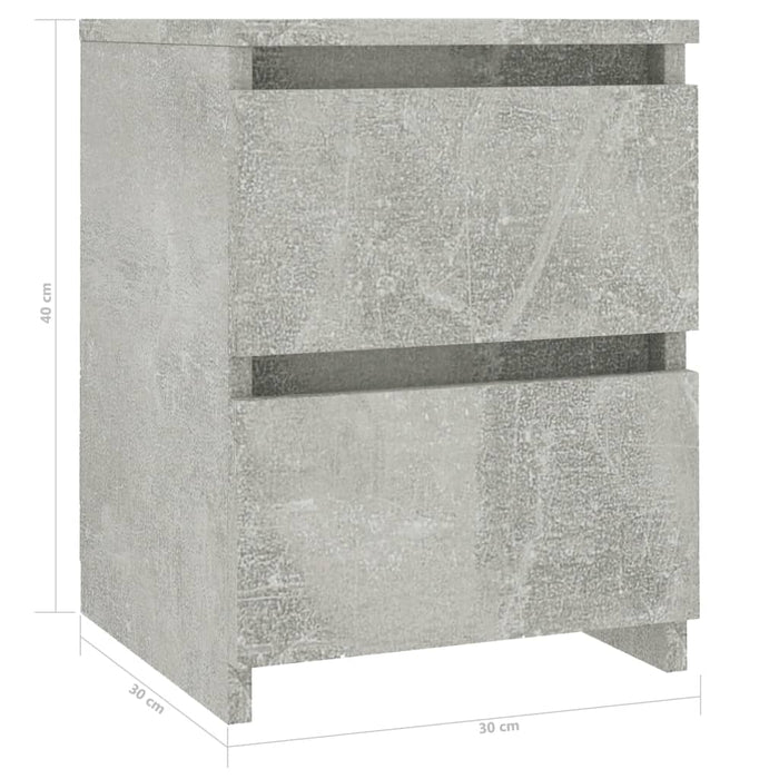 Noptiere, 2 buc., gri beton, 30x30x40 cm, lemn prelucrat - WALTI WALTI
