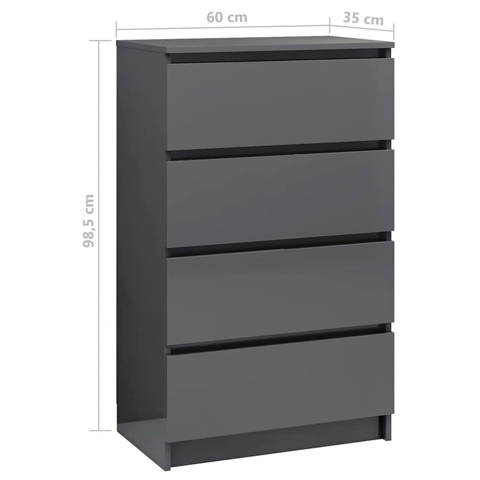 Dulap, gri extralucios, 60x35x98,5 cm, lemn prelucrat WALTI