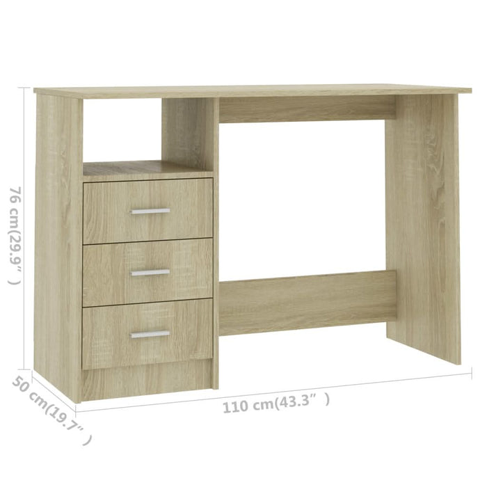 Birou cu sertare, stejar Sonoma, 110 x 50 x 76 cm, PAL - WALTI WALTI