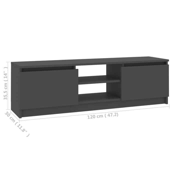 Dulap TV, gri, 120x30x35,5 cm, lemn prelucrat - WALTI WALTI