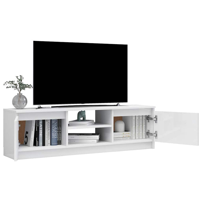 Dulap TV, alb extralucios, 120x30x35,5 cm, lemn prelucrat WALTI