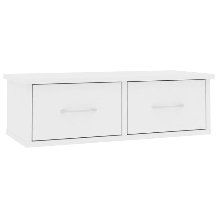 Raft de perete cu sertar, alb, 60x26x18,5 cm, lemn prelucrat - WALTI WALTI