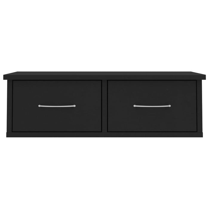 Raft de perete cu sertar, negru, 60x26x18,5 cm, lemn prelucrat - WALTI WALTI