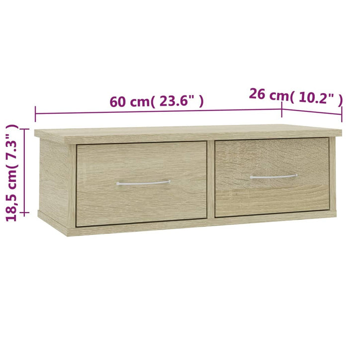 Raft de perete cu sertare, stejar sonoma, 60x26x18,5 cm - WALTI WALTI