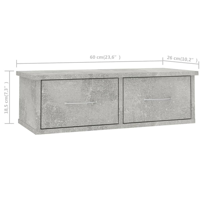 Dulap de perete cu sertare, gri beton, 60x26x18,5 cm - WALTI WALTI