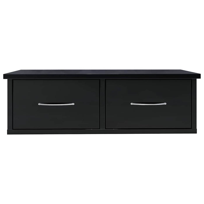 Raft de perete cu sertare, negru extralucios, 60x26x18,5 cm WALTI