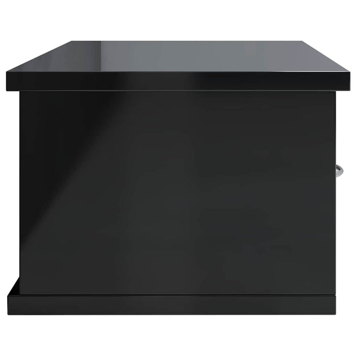 Raft de perete cu sertare, negru extralucios, 60x26x18,5 cm WALTI